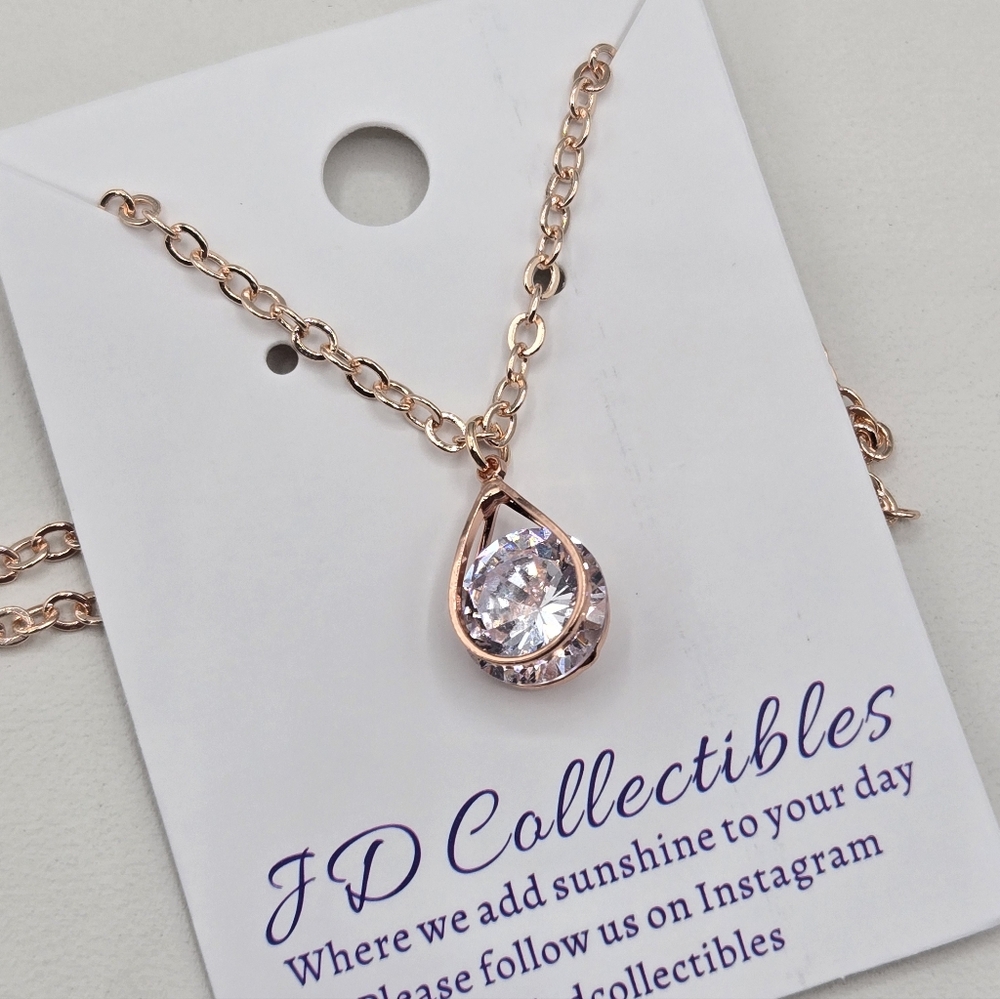 Swarovski Rose Gold Necklace with Clear Crystal